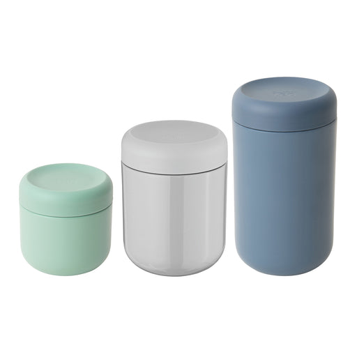 Image 1 of Leo 3pc Graduated Container Set. Green, Grey, & Blue