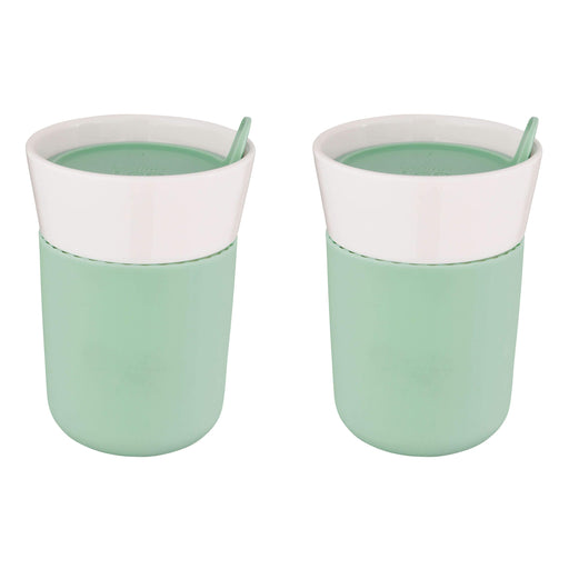 Image 1 of Leo 11.16oz Porcelain Travel Mug, Green, Set of 2