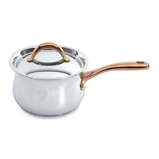 Image 1 of Ouro Gold 18/10 Stainless Steel 6.25" Covered Sauce Pan with Stainless Steel Lid, 2.4 Qt