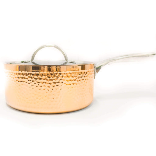 Image 1 of Copper Tri-Ply  2 Qt. Covered Saucepan, Hammered
