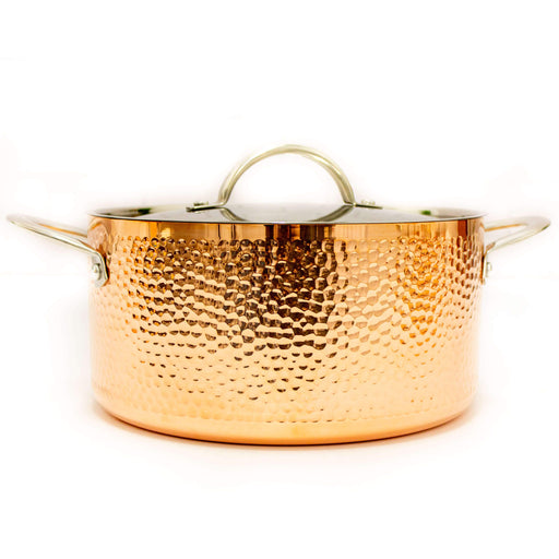 Image 1 of Copper Tri-Ply  5.75 Qt Covered Dutch Oven, Hammered