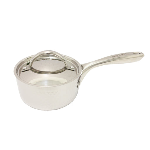 BergHOFF Hammered Tri-Ply 5.5 Covered Saucepan, Silver-Tone
