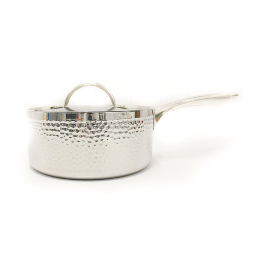 BergHOFF Vintage Tri-Ply Stainless Steel 7 Covered Saucepan, Hammered, 2 qt