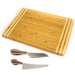Image 1 of Bamboo 3Pc Striped Cutting Board and Aaron Probyn Cheese Knives Set