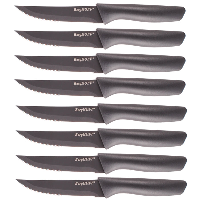 Image 1 of 8pc Serrated Steak Knife Set with NS SS Blade , 8.5", Dark Grey