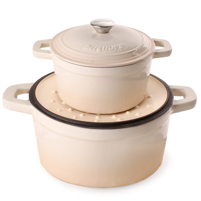 Image 5 of BergHOFF Neo 3qt Cast Iron Round Covered Dutch Oven, Meringue