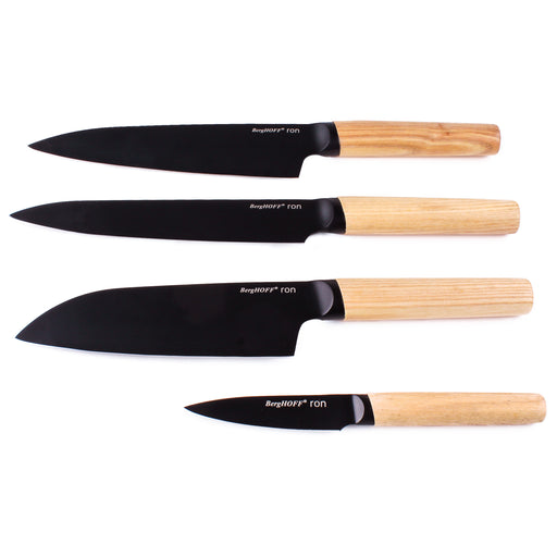 BergHOFF Ron 4Pc Knife Set with Ash Wood Natural Handle Image1