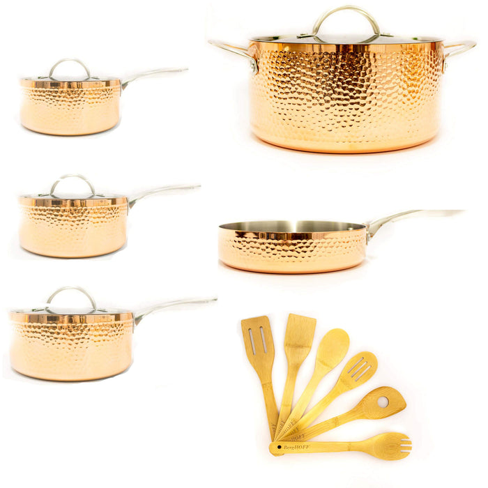 Image 1 of Vintage Copper Tri-Ply 15pc Cookware Set, Hammered