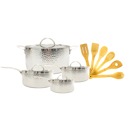 Image 2 of Tri-Ply 18/10 SS 13pc Cookware Set, Hammered 
