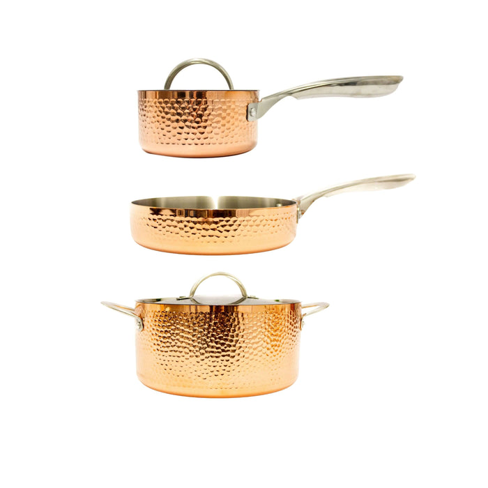 Image 1 of Vintage Copper Tri-Ply 5pc Cookware Set, Hammered