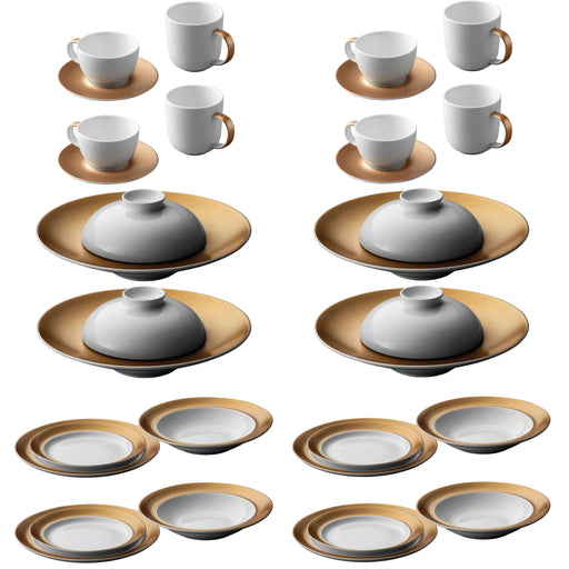 Image 1 of Gem 32pc Dinnerware Service for 4, White & Gold