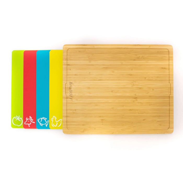 BergHOFF Bamboo Cutting Board Set with 4 multi-colored flexible cutting  boards, 16.5x13.4x1.5