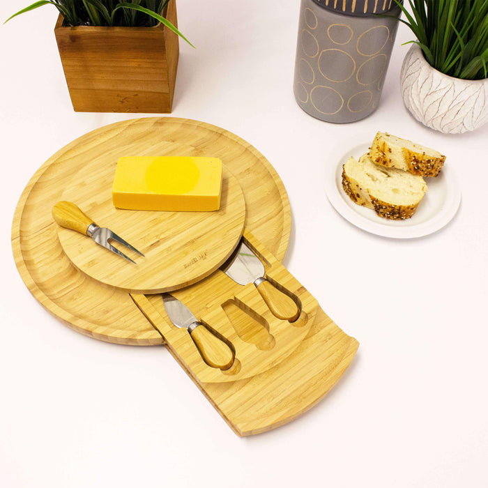 Image 1 of Bamboo Multi-Level Cheese Board Set, with 3 Tools