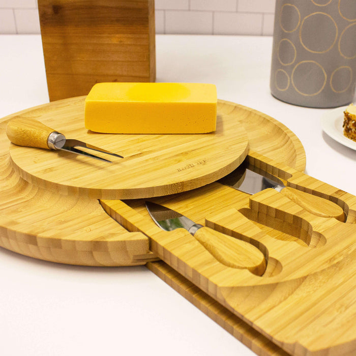 Image 2 of Bamboo Multi-Level Cheese Board Set, with 3 Tools