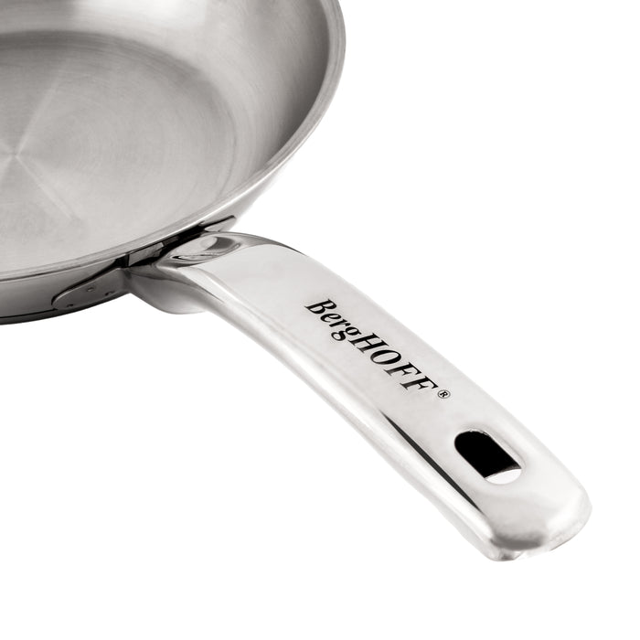 BergHOFF Essentials Belly Shape 18/10 Stainless Steel 3Pc Fry Pan & Stockpot With Glass Lid Image6
