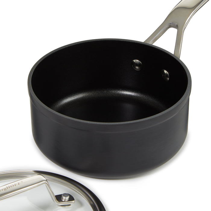 Image 3 of BergHOFF Essentials Non-stick Hard Anodized 6.25" Saucepan 1.3qt. With Glass Lid, Black