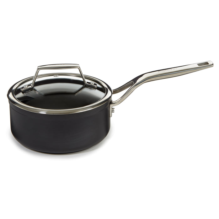 Image 4 of BergHOFF Essentials Non-stick Hard Anodized 6.25" Saucepan 1.3qt. With Glass Lid, Black