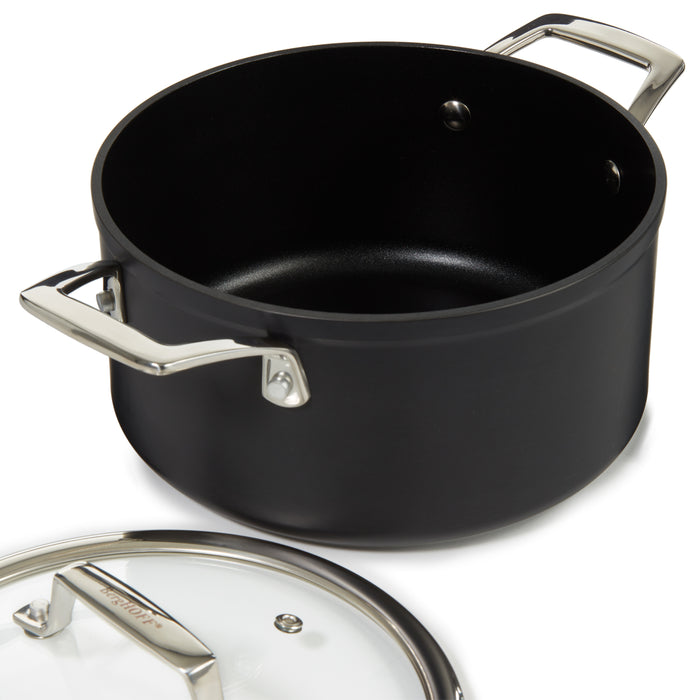 Image 3 of BergHOFF Essentials Non-stick Hard Anodized 8" Stockpot 3.3qt. With Glass Lid, Black