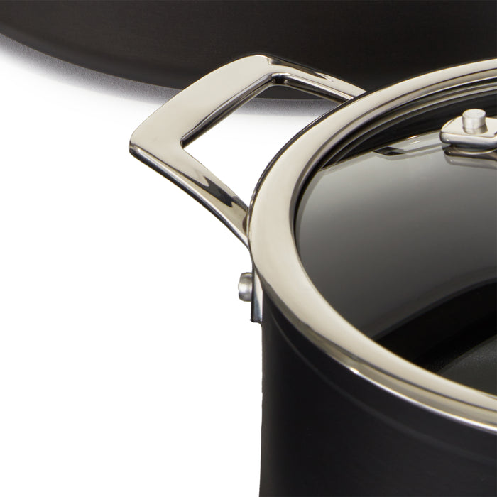 Image 5 of BergHOFF Essentials Non-stick Hard Anodized 8" Stockpot 3.3qt. With Glass Lid, Black