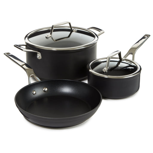 Image 1 of BergHOFF Essentials 5Pc Non-stick Hard Anodized Cookware Starter Set With Glass lid, Black
