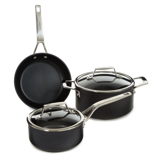 Image 1 of BergHOFF Essentials 5Pc Non-stick Hard Anodized Cookware Set For Two With Glass lid, Black