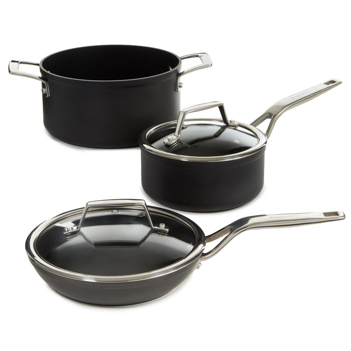 Image 2 of BergHOFF Essentials 5Pc Non-stick Hard Anodized Cookware Set For Two With Glass lid, Black