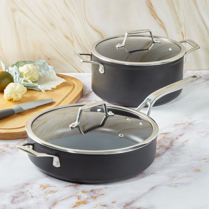 Image 2 of BergHOFF Essentials 4Pc Non-stick Hard Anodized Simmer Set With Glass Lids, Black