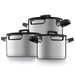 Image 11 of GEM 6Pc Downdraft 18/10 Stainless Steel Cookware Set, Black Handles