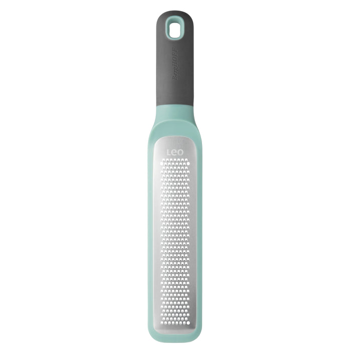 Image 1 of LEO Sharp Stainless Steel Blade Zester Rasp Grater 12" with Protective Sleeve, Green & Gray