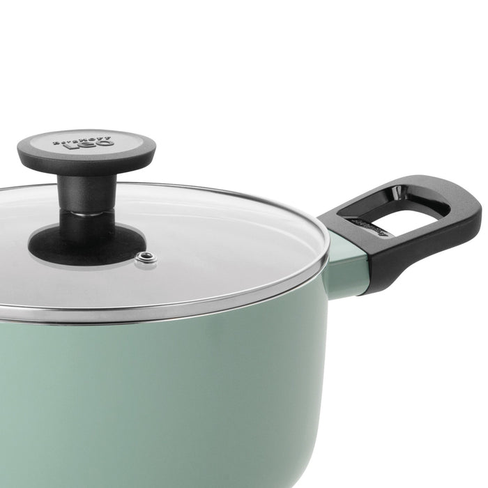 Image 5 of LEO Non-stick Aluminum Stockpot 8", 3qt. With Glass Lid, Sage