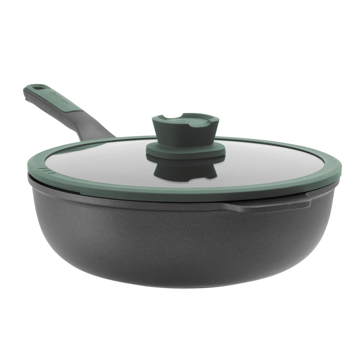 Image 1 of BergHOFF LEO Non-stick Cast Aluminum Wok Pan 11", 4.6qt. With Glass Lid, Forest