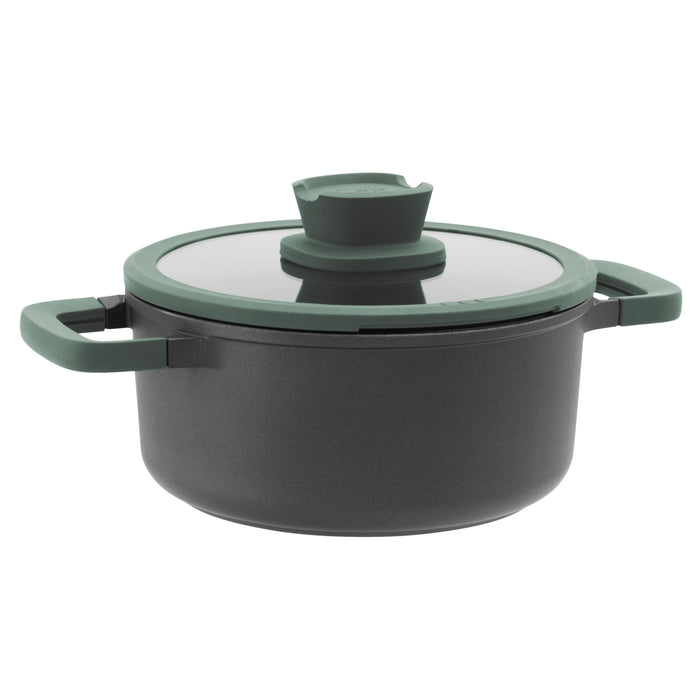Image 1 of BergHOFF LEO Non-stick Cast Aluminum Stockpot 10", 4.6qt. With Glass Lid, Forest