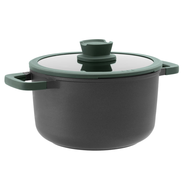 Image 1 of BergHOFF LEO Non-stick Cast Aluminum Stockpot 10", 5.9qt. With Glass Lid, Forest