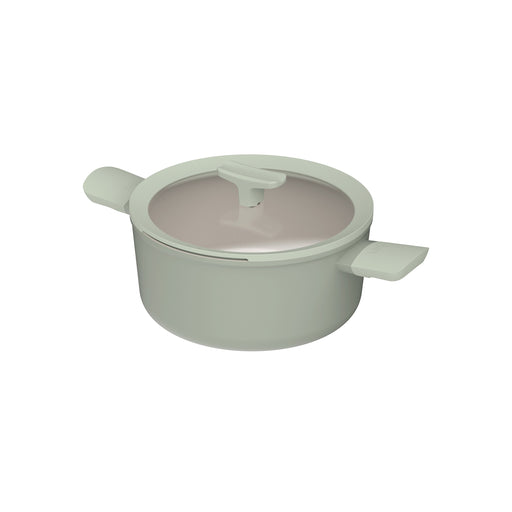 Image 1 of BergHOFF LEO Non-stick Recycled Aluminum Stockpot 10", 4.6qt. With Glass Lid, Balance, Sage