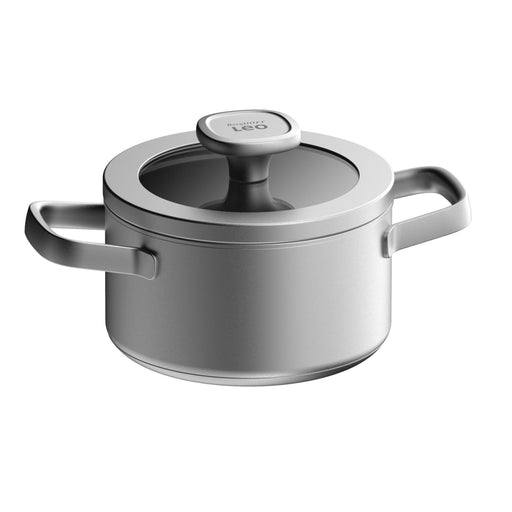 Image 1 of BergHOFF LEO Recycled 18/10 Stainless Steel Stockpot 6.25", 1.7qt. With Glass Lid, Graphite