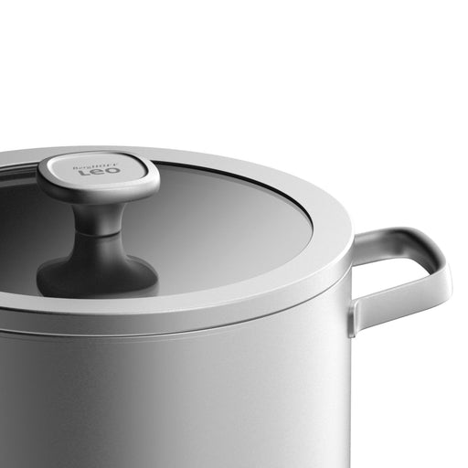 Image 2 of LEO Recycled 18/10 Stainless Steel Stockpot 10", 6.3qt. With Glass Lid, Graphite