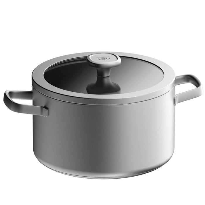 Image 1 of BergHOFF LEO Recycled 18/10 Stainless Steel Stockpot 10", 6.3qt. With Glass Lid, Graphite