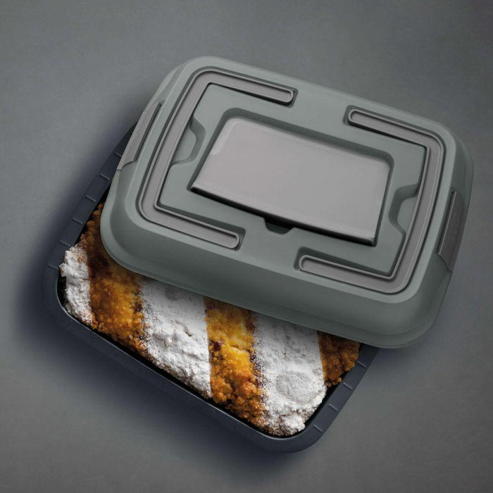 Image 1 of GEM 13" Covered Cake Pan Gray with Carry Lid and Slicing Tool