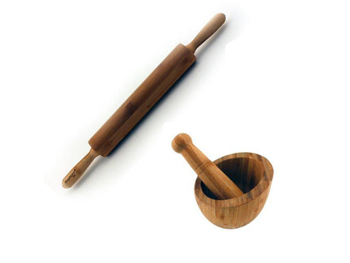 Image 1 of Bamboo Rolling Pin & Garlic Bowl 2pc