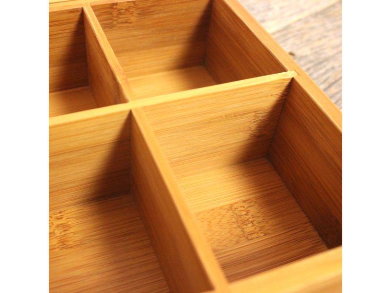 Image 3 of Bamboo Tea Box Set 2pc (Flatware Caddy 9.75" & Tea Box 12")