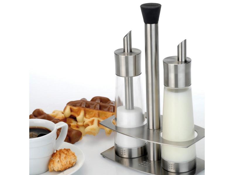 Image 2 of Orion 9" 3Pc Stainless Steel Cream & Sugar Set