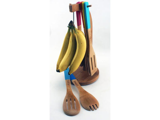 Image 2 of CooknCo 7Pc Bamboo Banana Hanger and Utensil Set