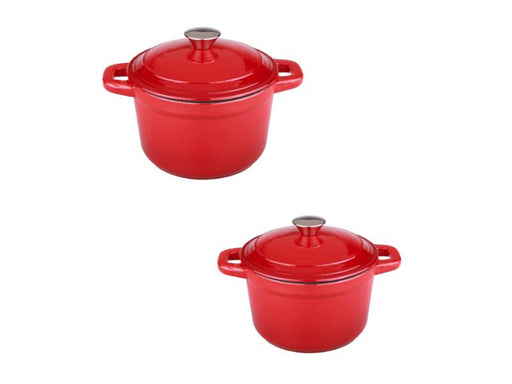 Image 1 of Neo 4Pc Cast Iron Set, 3Qt Covered Stockpot & 7Qt Covered Stockpot, Red