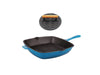 Image 1 of Neo 2Pc Cast Iron Set, 11" Grill Pan & with Slotted Steak Press Blue