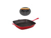 Image 1 of Neo 2Pc Cast Iron Set, 11" Grill Pan & with Slotted Steak Press Red