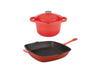 Image 1 of Neo 3Pc Cast Iron Set, 3Qt Covered Dutch Oven & 11" Grill Pan Orange
