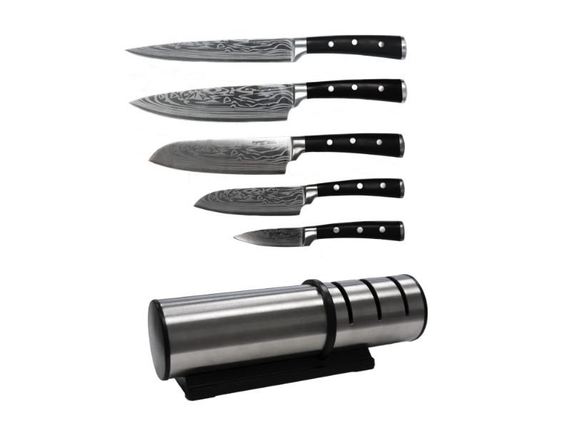 Stainless Steel Knife Set With Sharpener 