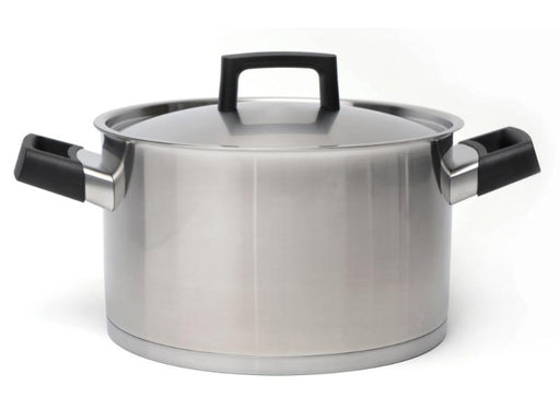 Image 1 of Ron 10" Stainless Steel Covered Stockpot 6.8Qt, Black Handles