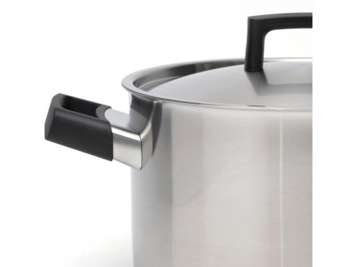 Image 2 of Ron 10" Stainless Steel Covered Stockpot 6.8Qt, Black Handles