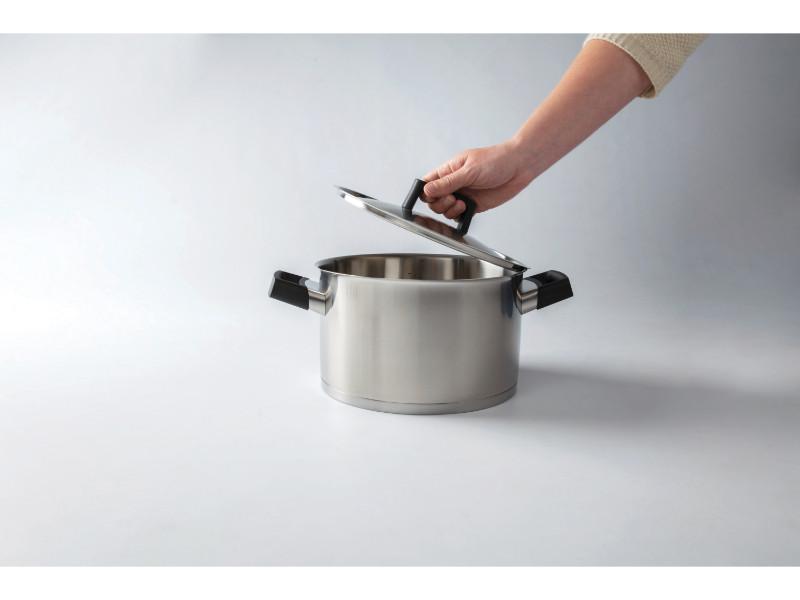 Image 4 of Ron 10" Stainless Steel Covered Stockpot 6.8Qt, Black Handles